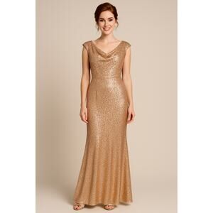 Morilee by Madeline Gardner Rose Gold Sequined Gown - Size 6
